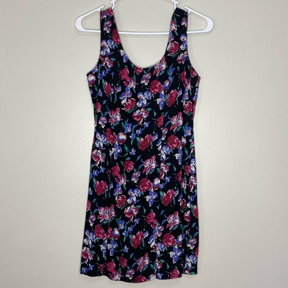 VINTAGE Club M 90's black Floral Mini dress